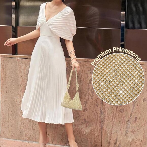 Glamorous Mini Rhinestone Handbag: Sparkly Gold Clutch for Events & Nights Out - Picture 2 of 7